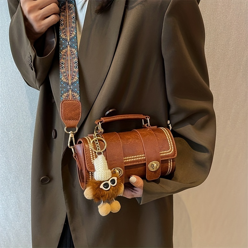 Brown Status Icons Mini Barrel Bag Keychain