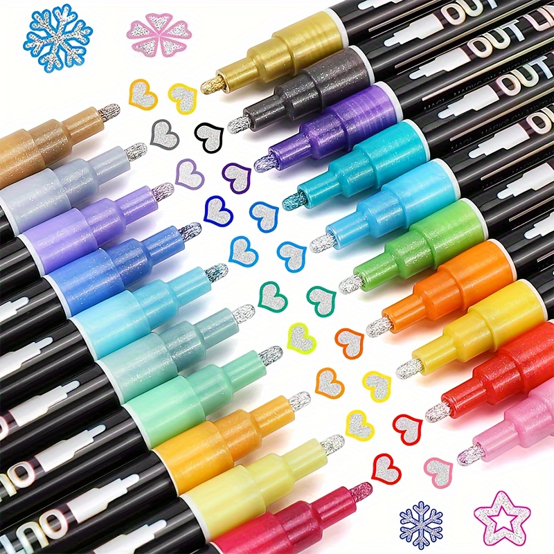 

Outline Shimmer Markers Set Birthday Gift Christmas Halloween New Year's Gifts, Gift For Friends!