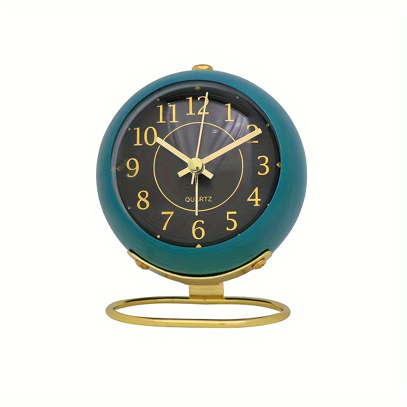 Reloj Despertador Vintage Quartz Metal Celeste