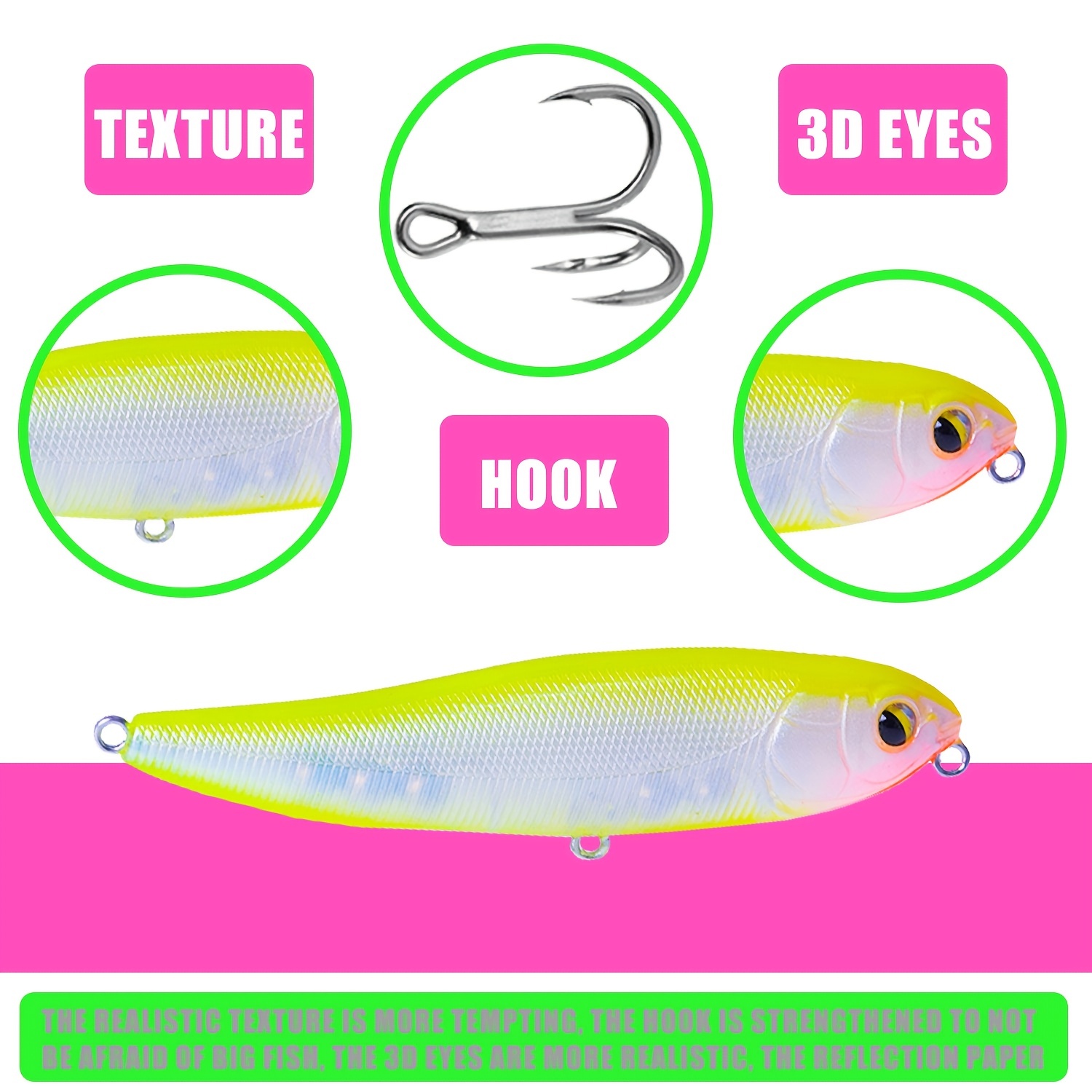 Fishing bait tackle pencil fishing bait wobblers surface walk the dog bass  pike sparrow hard bait fishing bait 3.9 inches compact and easy to  transport (colour: F) : : Sports & Outdoors