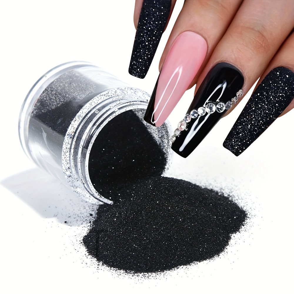 Black Glitter Nail Powder Dipping Dust Shiny Pigment Laser Manicure White  Sugar