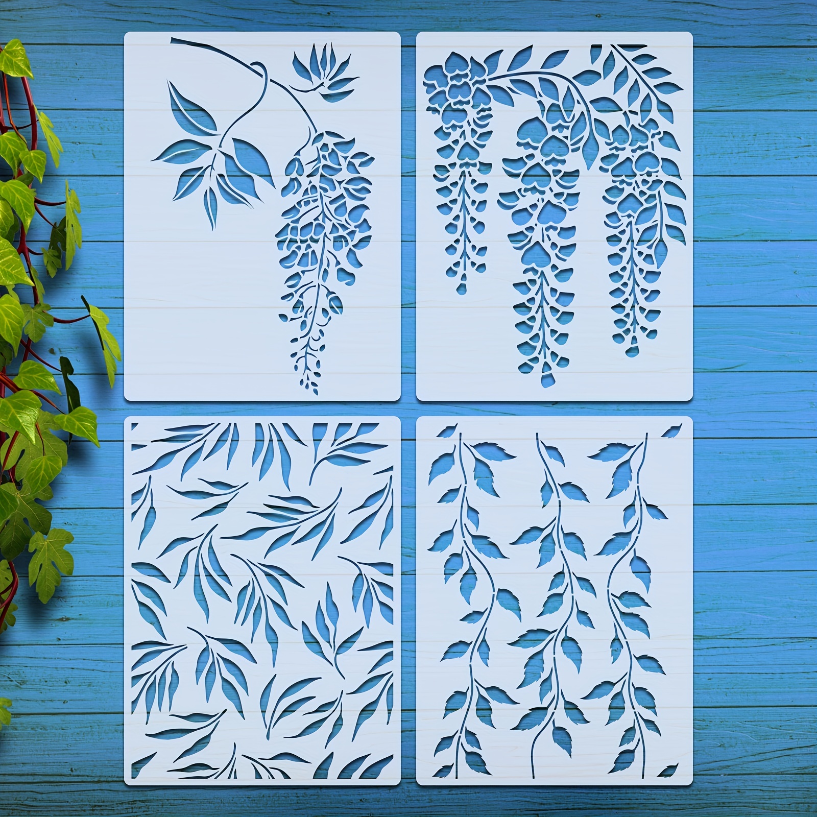 Garden Pattern Wall Stencil Reusable Drawing Templates For - Temu