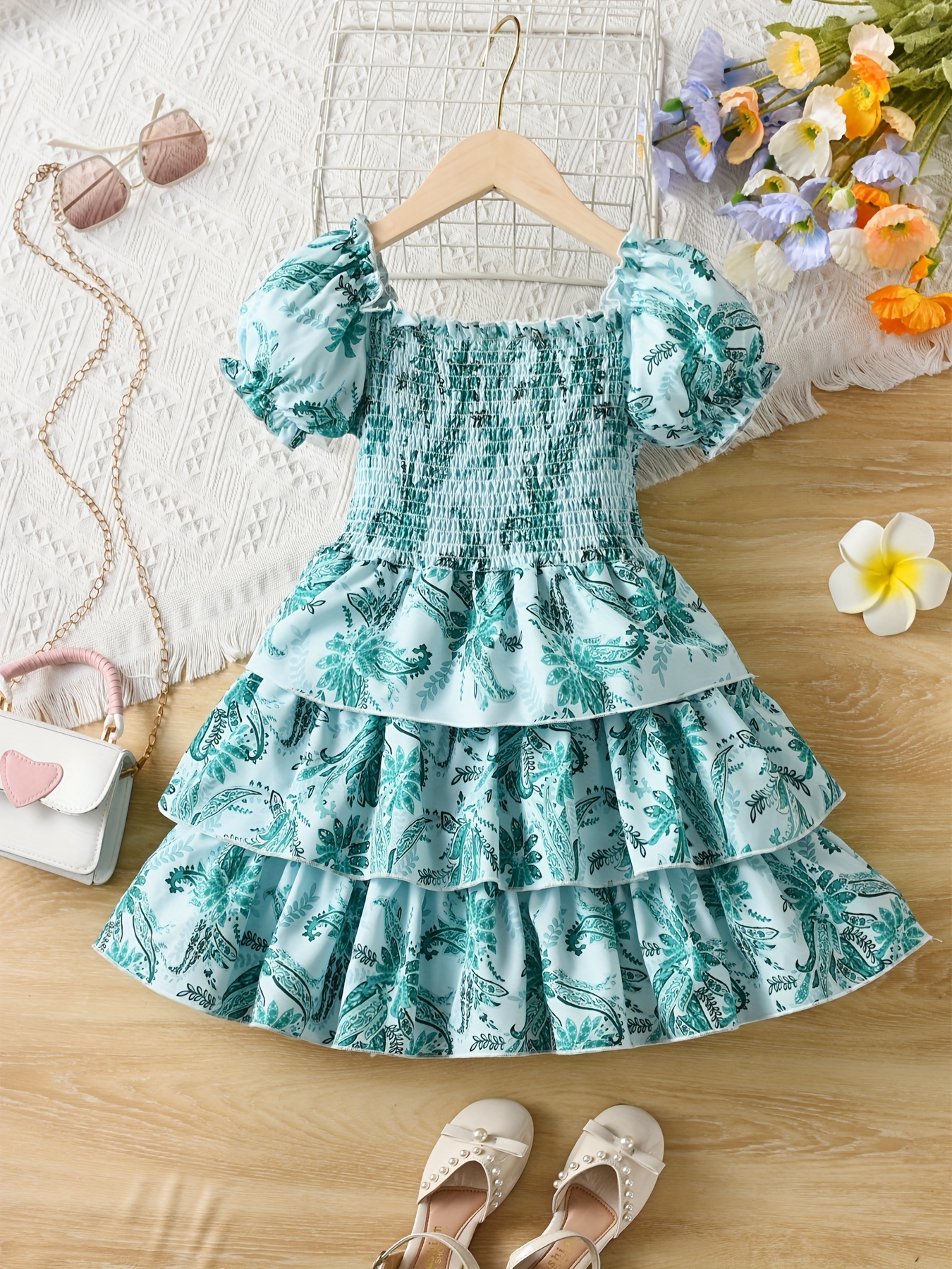 KIDS TSHIRT DRESS WITH FLARE HEM LOVE ON THE WING
