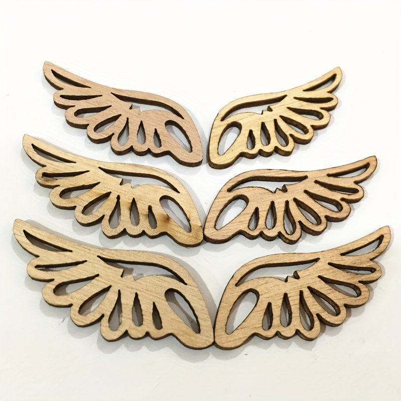 Angel Wings Wooden Diy Crafts Paper Cutting Wooden Products - Temu