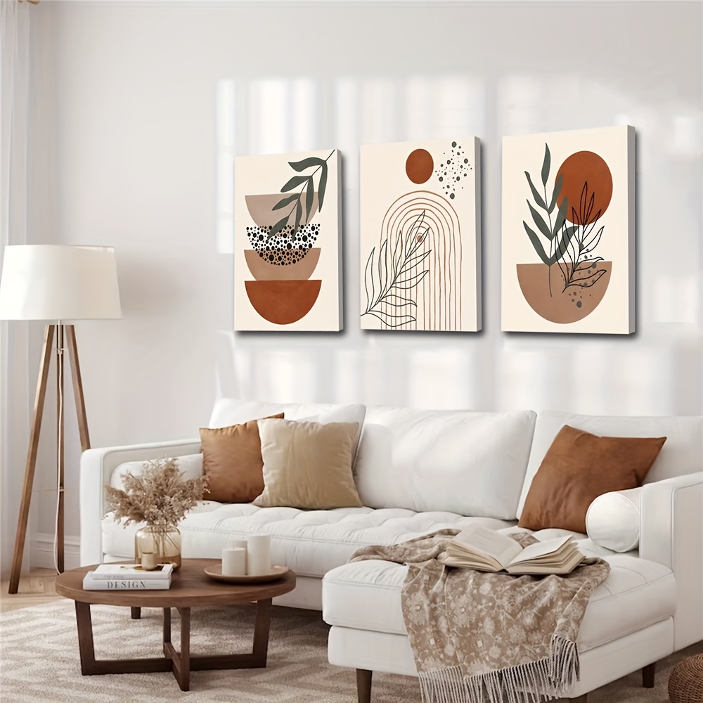 Boho Wall Art Decor, Minimalist Wall Decor, Mid-century Modern Wall Prints  Canvas Paintings Abstract Geometric Line Plant Sun Moon Beige Bohemian  Artwork, Boho Wall Decor For Living Room Bedroom Bathroom Office. No