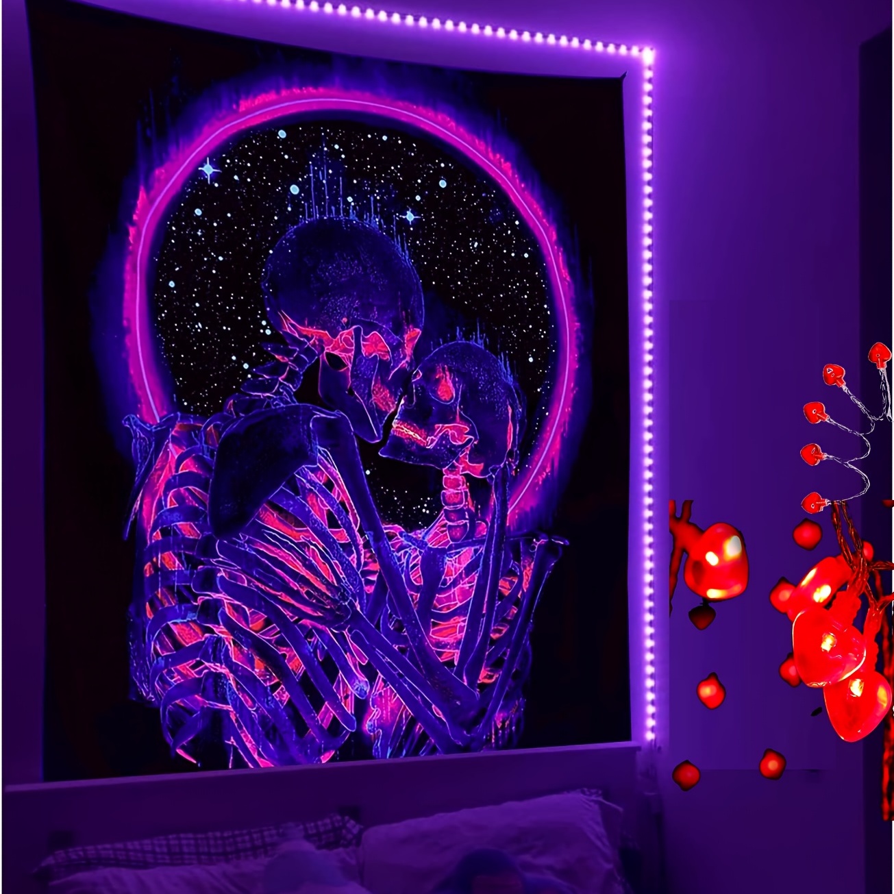 Blacklight Space Astronaut Tapestry for Men Guys Bedroom Galaxy Planet Cool  Posters Fantasy Decor Funny UV Reactive Art Wall Hanging for Living Room  Dorm Decorations (40×60) 