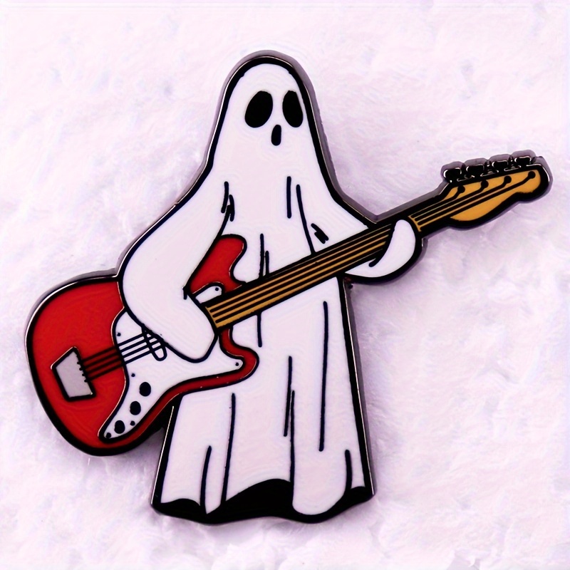 

Zeruprin Punk Guitar Brooch - Alloy Halloween Badge For Bags & Clothes, Fashion Accessory For Men