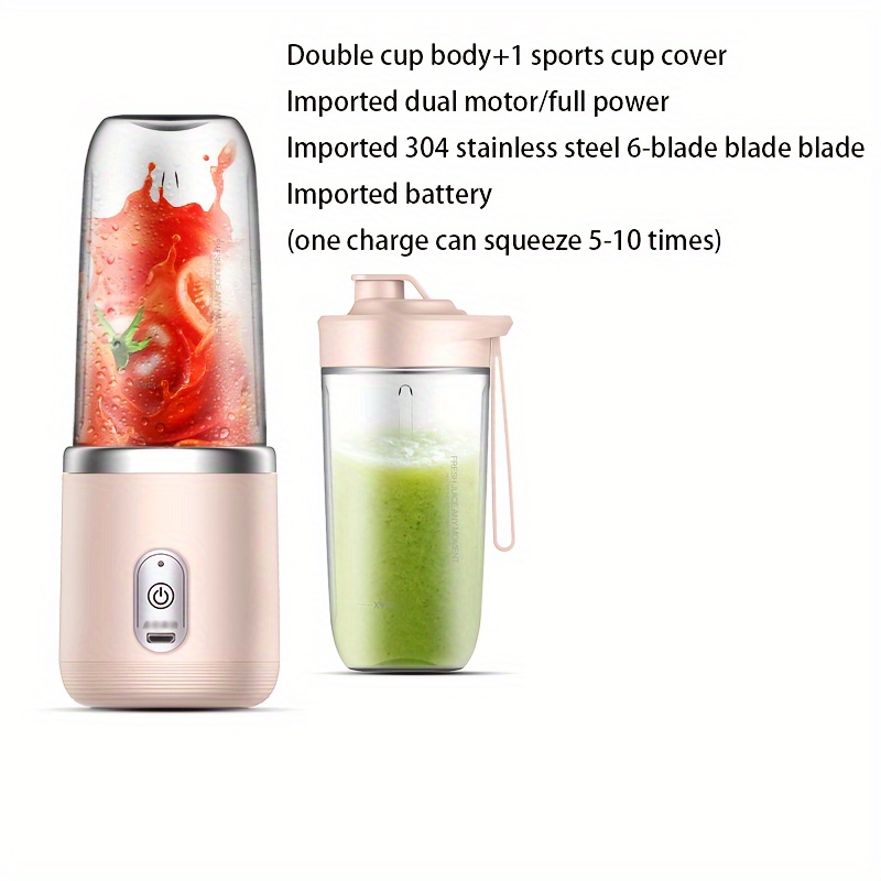 6 Blades Usb Portable Juicer Maker Juicer Fruit Juice Cup - Temu