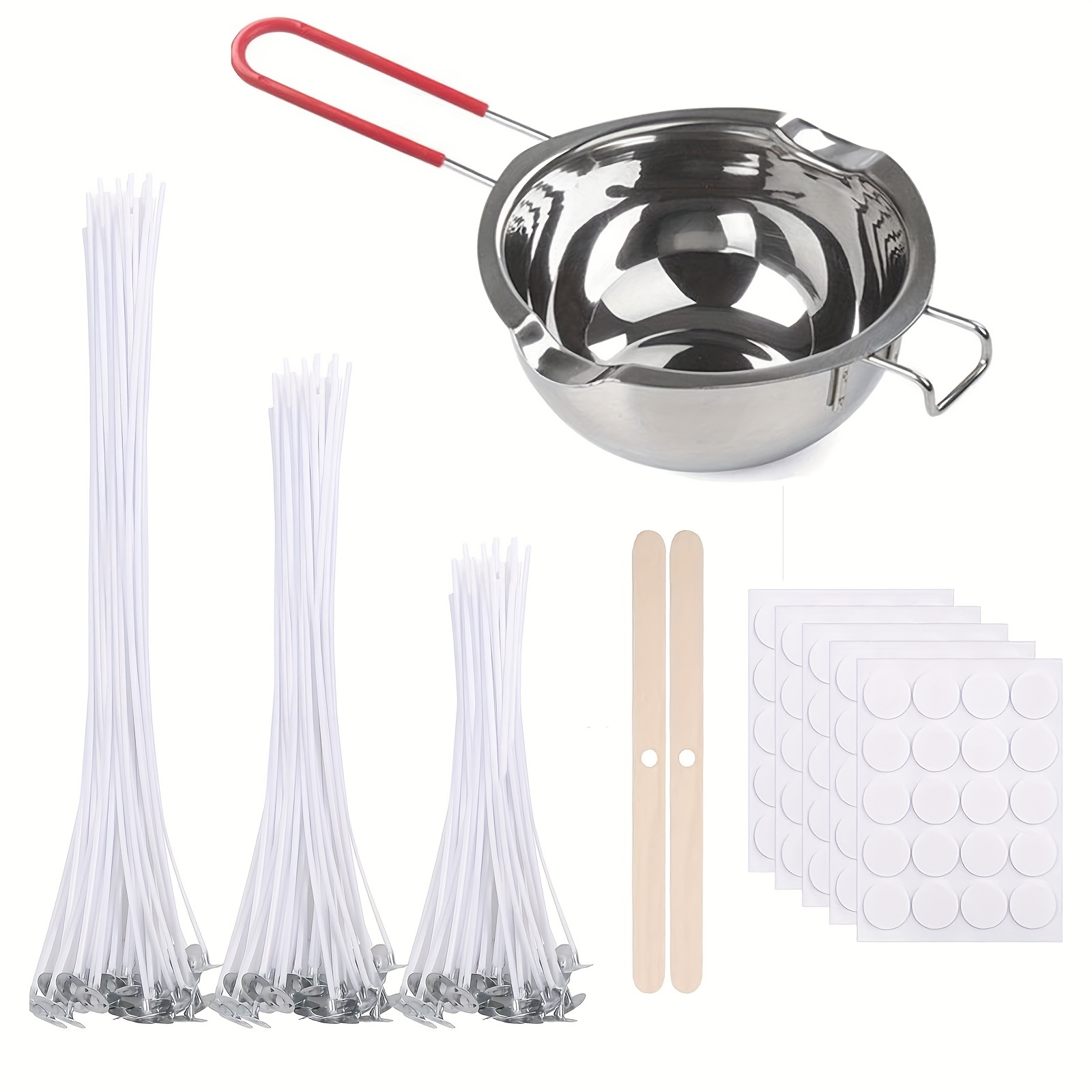  ABK Candle Making Pouring Pot, Candle Making Kit Including  2.5LB Candle Making Pitcher, Candle Wick Holders, Spoon, Wicks, Candle Wick  Stickers, Candle Making Set for Beginners