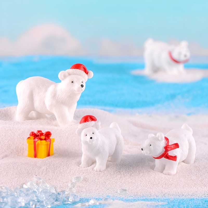 CANVAS - Décoration de Noël Ours polaire décoratif assis en résine, blanc,  9 po