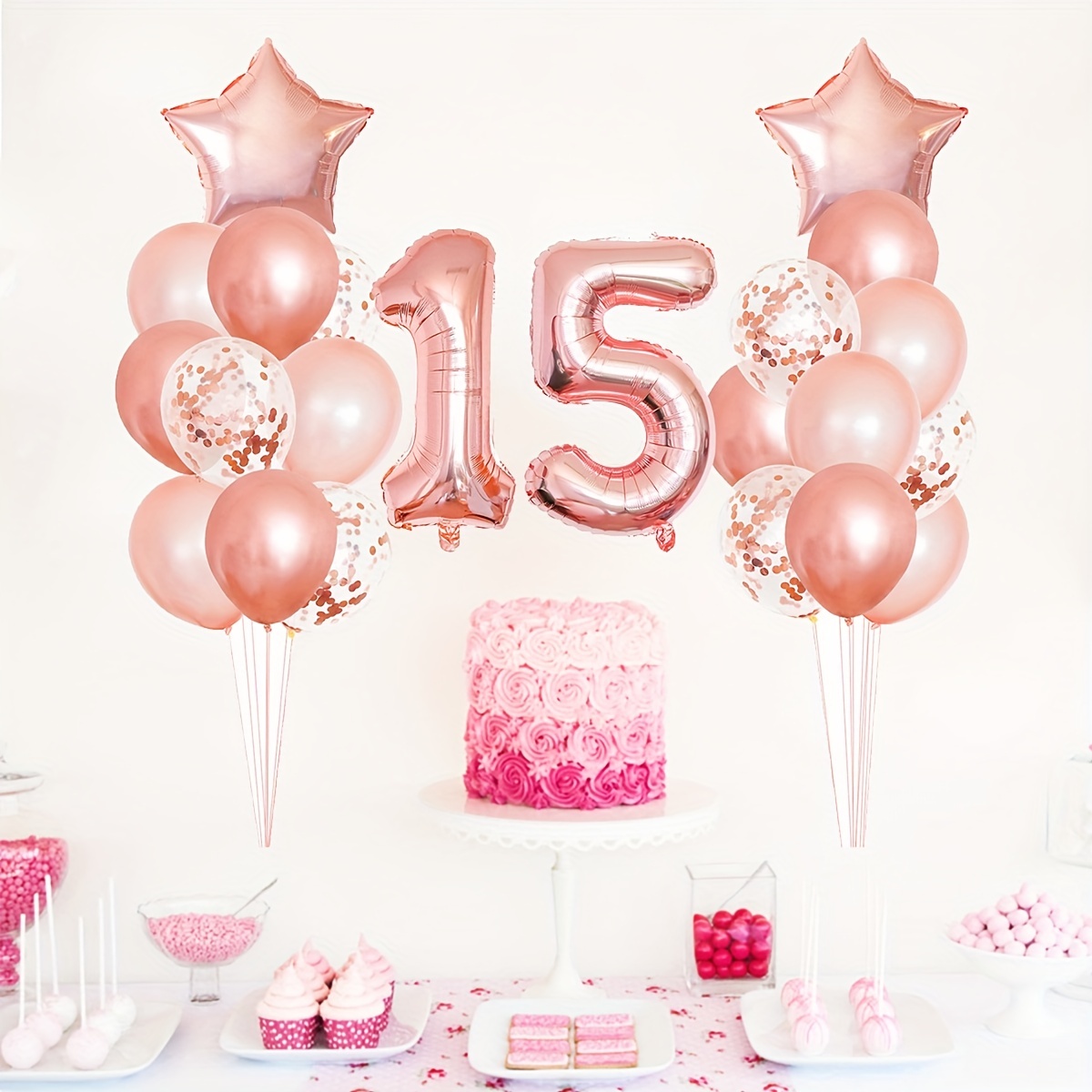 25pcs, Globos Mezclados De Oro Rosa, Decoraciones De Fiesta De Cumpleaños  De 60 Años, Decoración De Fondo De Cumpleaños De Mujer De 60 Años, Decoració