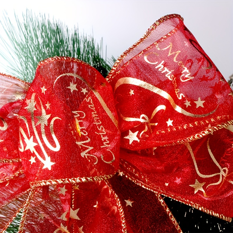 Red Printed Ribbon Christmas Tree Decoration Gift Wrapping Ribbon