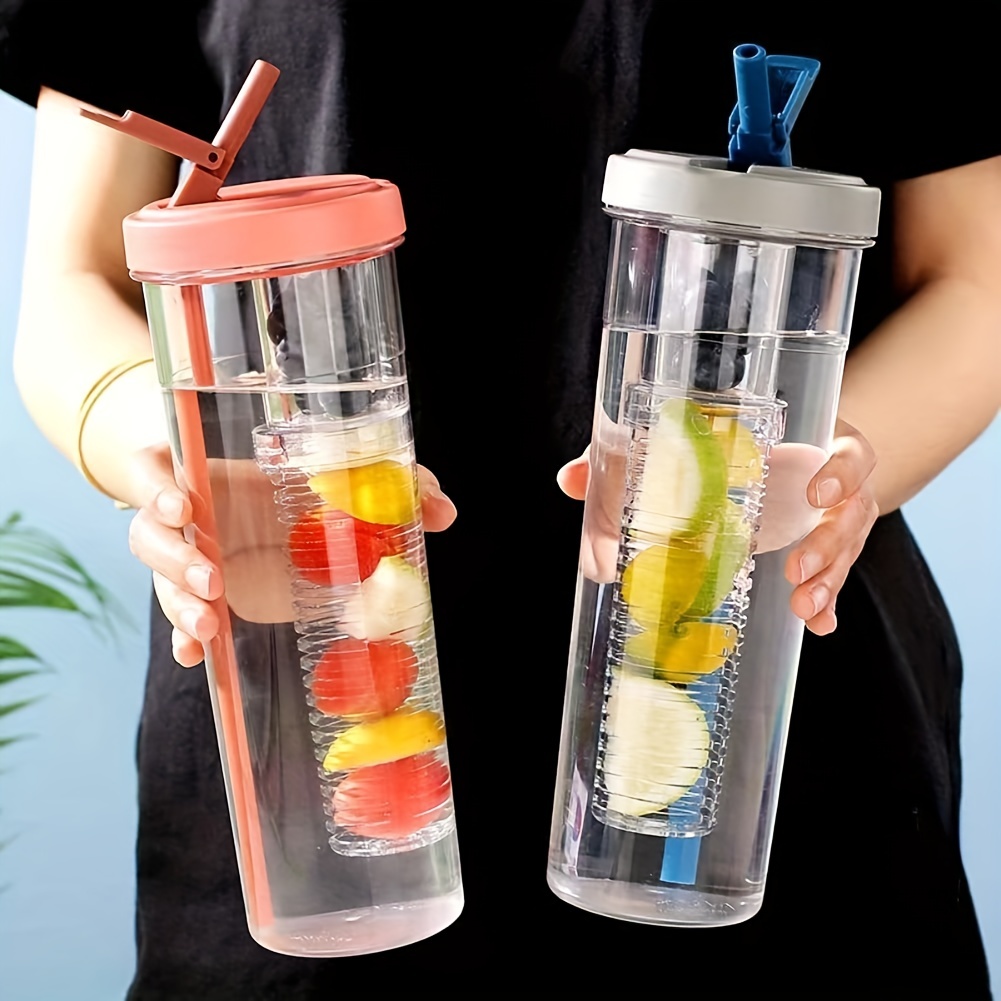 

1pc, 700ml/24oz Tumbler With Infuser And Straw - Clear Transparent Water Bottle For Summer And Winter Drinks - Perfect For Travel And Back To School - Reusable
