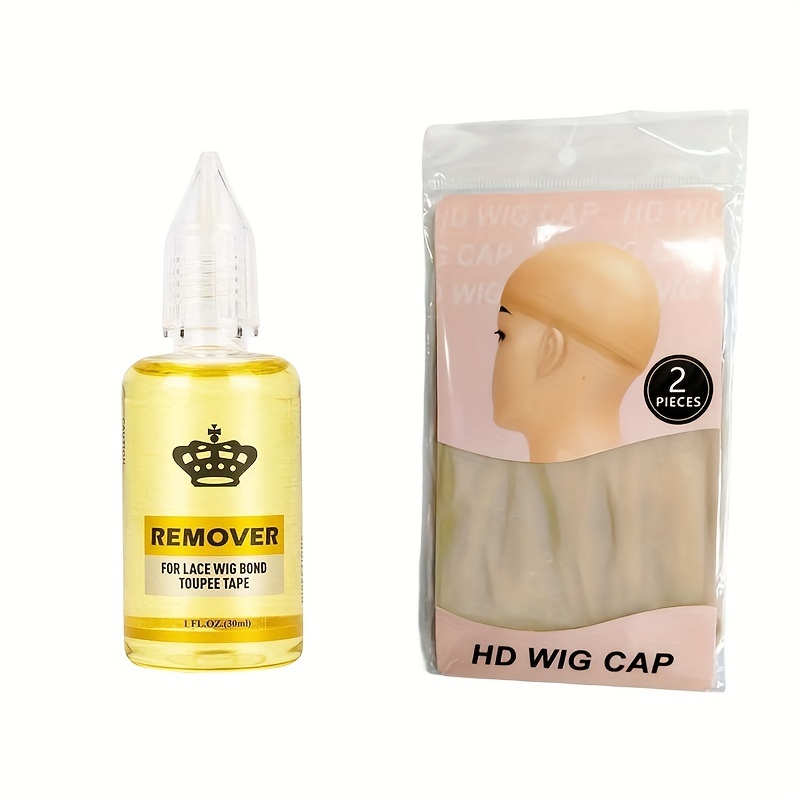 4pcs Wig Remover & HD Wig Cap Set Quick Hairspray Tape Adhesive Liquid HD Clear