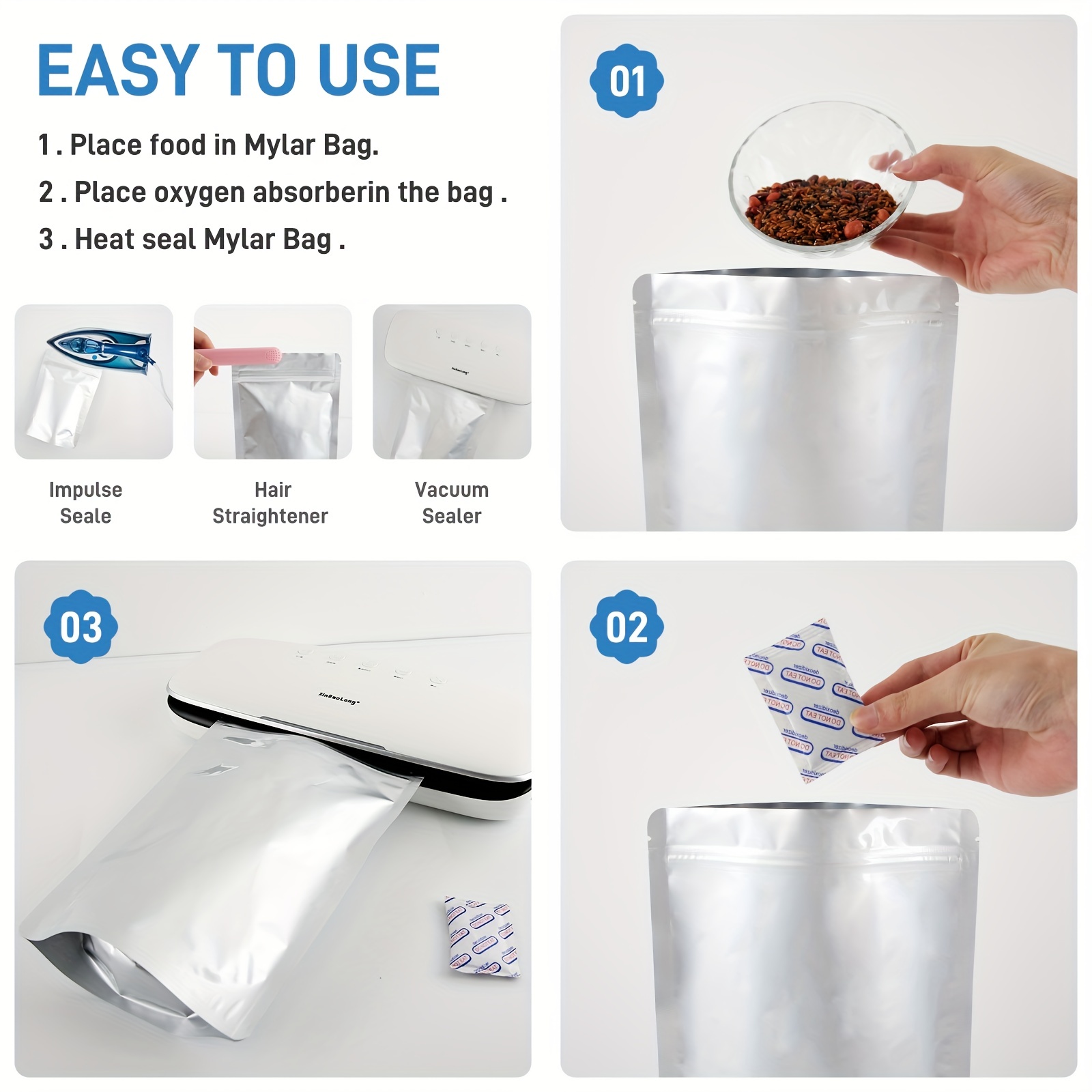 Mylar Food Vacuum Bags Pouch Foil Aluminum Storage Bags Heat - Temu