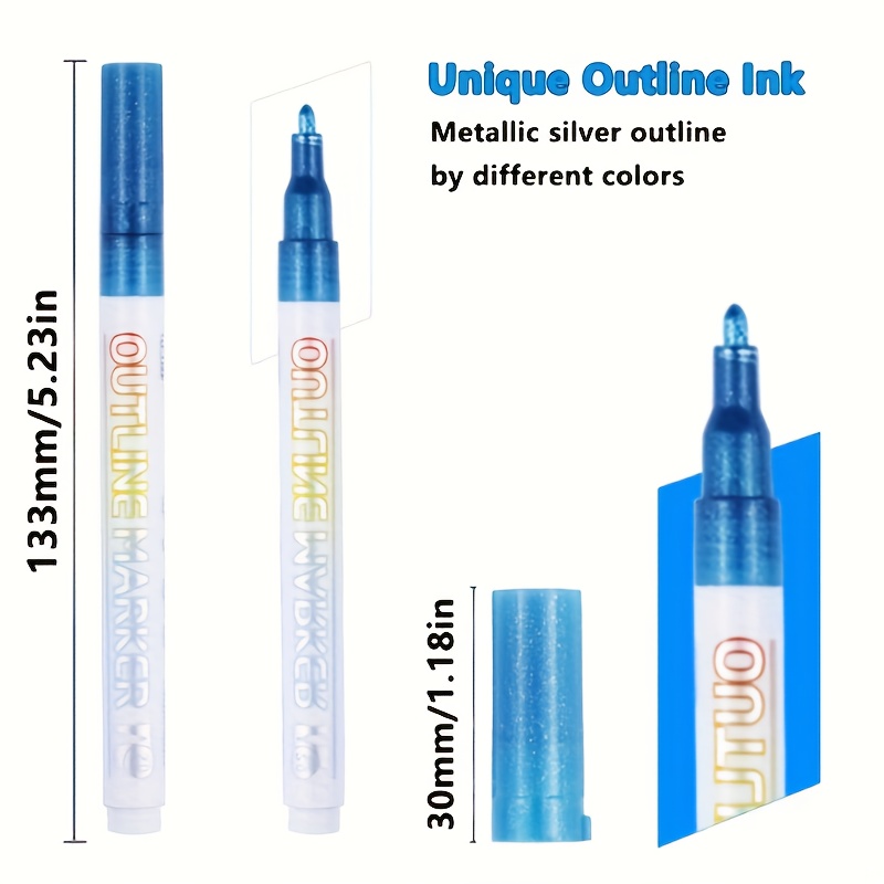 12pcs Outline Marker Set, 2023 New Glitter Gel Double Line Outline