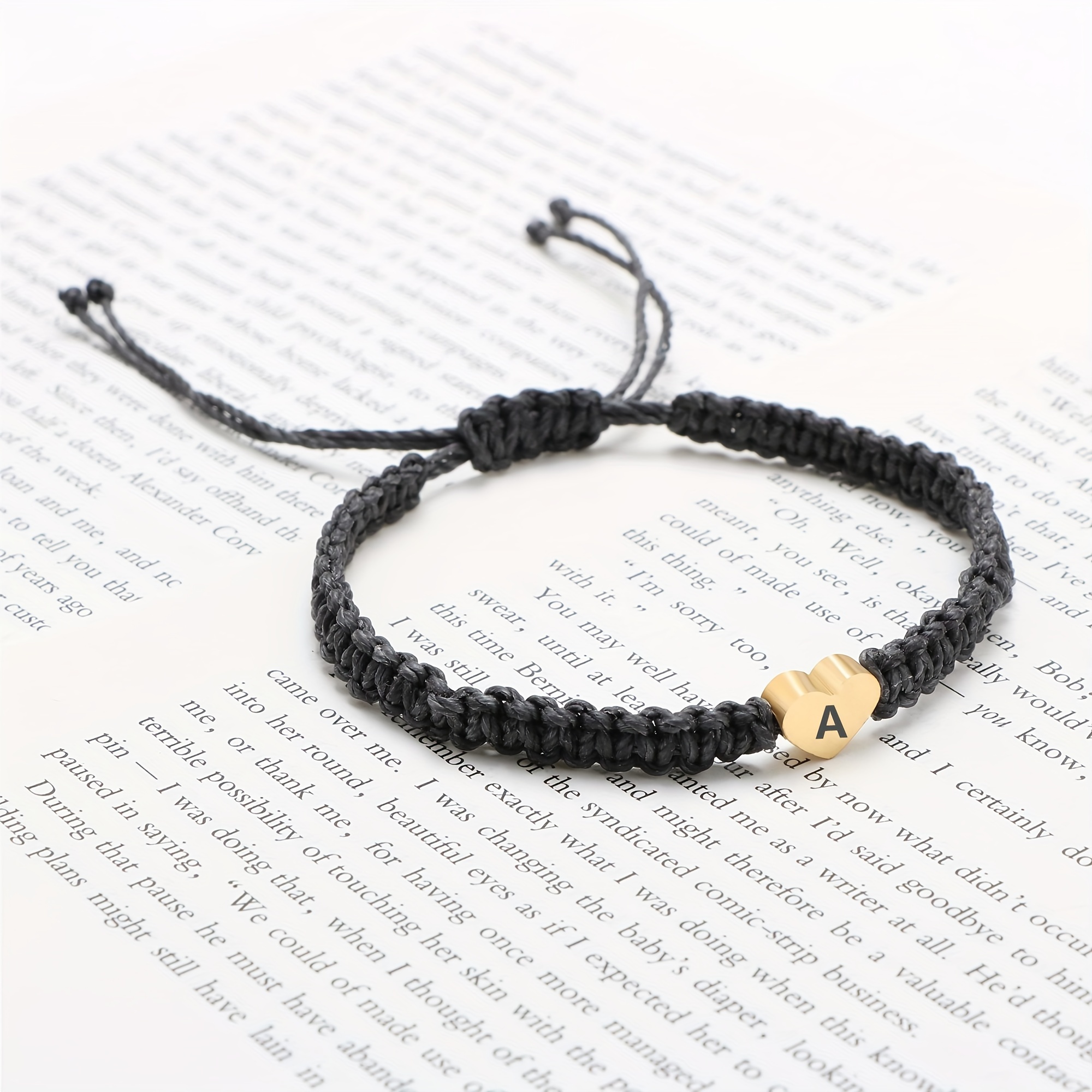 Black Initial Bracelet for Women Men Initial S Charm Letter Bracelets Black  String Bracelets with Initials Handmade Rope Braided Personalized Birthday