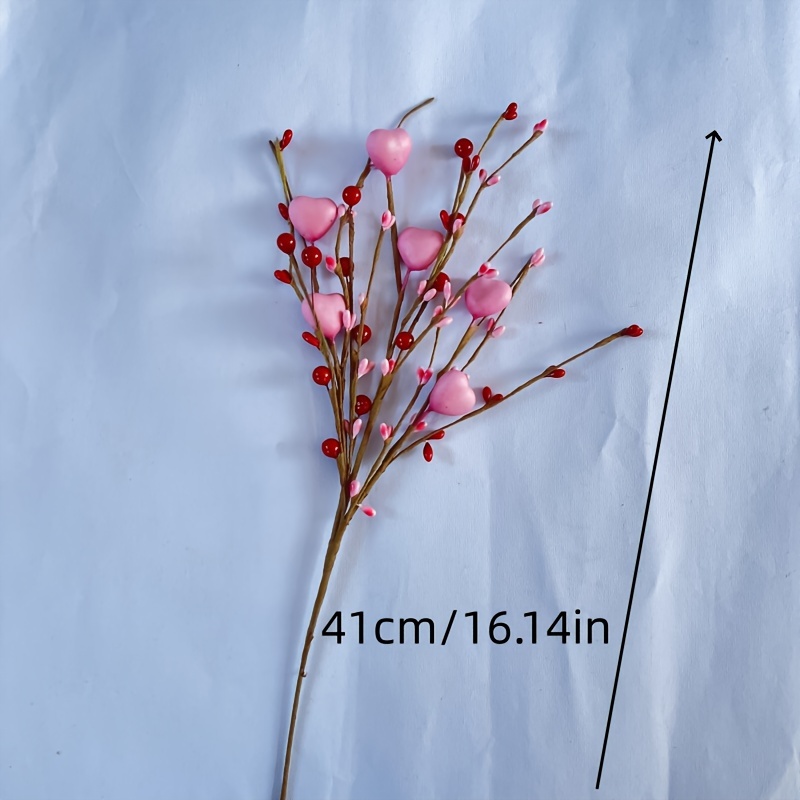 Artificial Heart Shaped Flower Stems Faux Red Berries - Temu