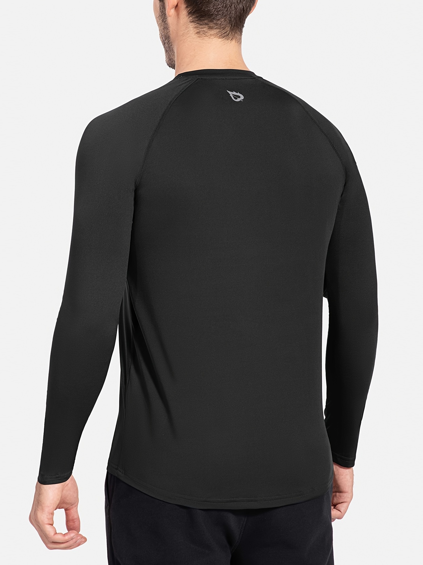 Baleaf Mens Long Sleeve Running Workout Shirts Quick Dry Athletic Gym  T-Shirts Lightweight Soft Tee Tops Black Size Xxl