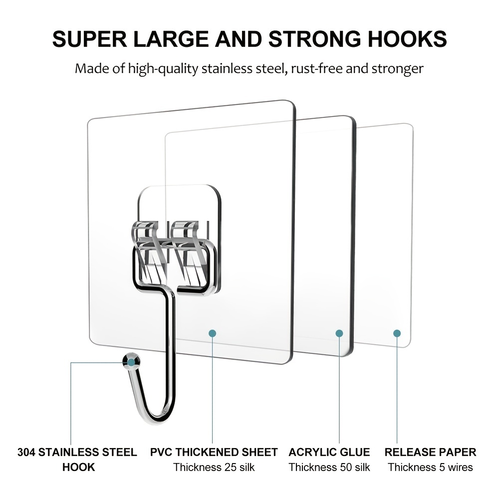 Multi purpose Large Adhesive Hook Heavy Duty Hook 37lbs - Temu
