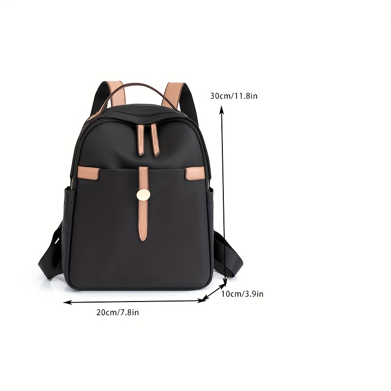 Colorblock Large Capacity Preppy Backpack Nylon Durable Lightweight Laptop Daypa
