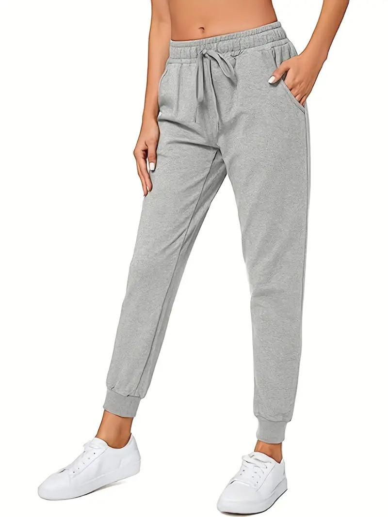 Women's Solid Color Sweatpants, Loose Workout Running Joggers Drawstring  Comfy Lounge Pants With Pockets, Women's Athleisure