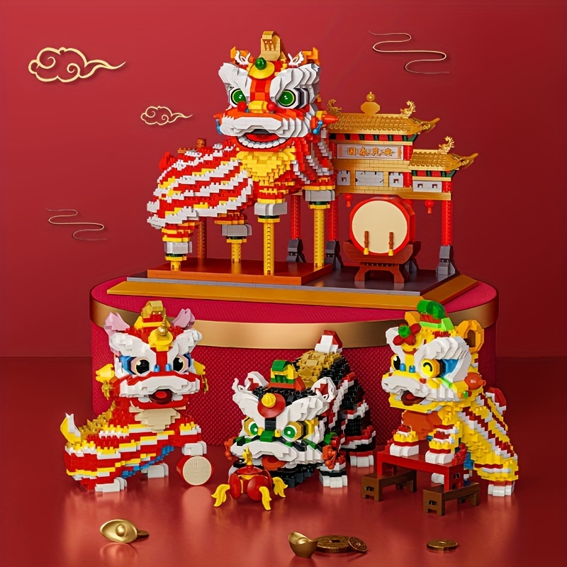 

Build Your Own Chinese Lion Dance Ornaments - Creative Series Chinese Style Building Blocks!celebrate Chinese New Year Gift