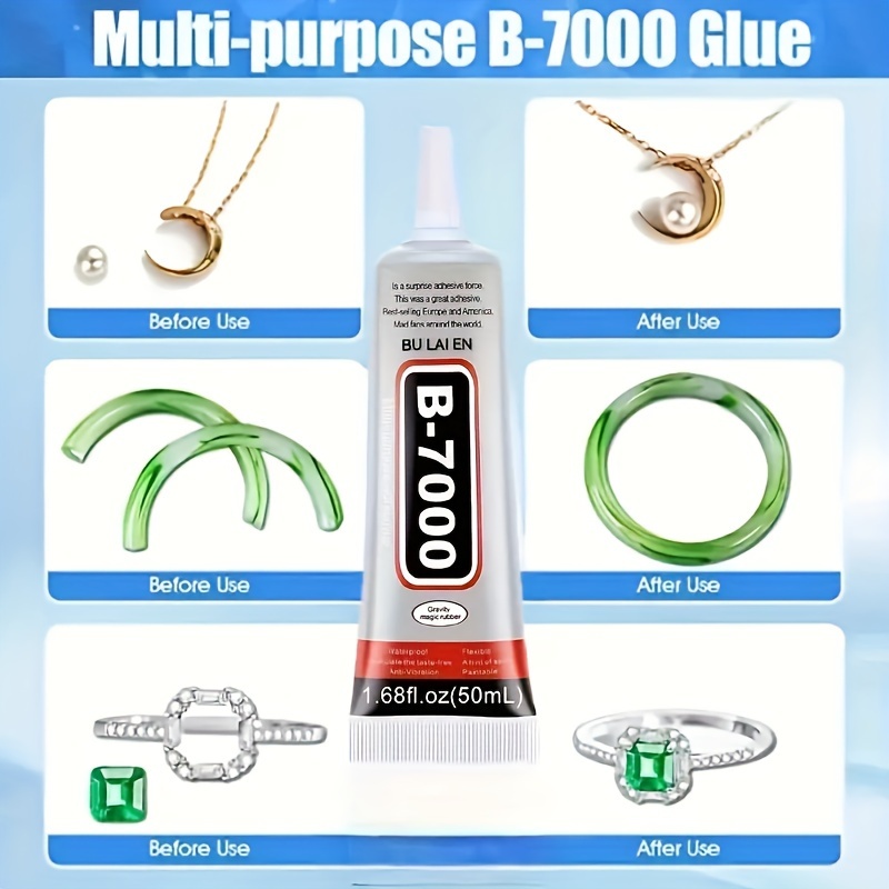 FIXWANT B-7000 Clear Glue for Rhinestones Crafts, Clothes Shoes