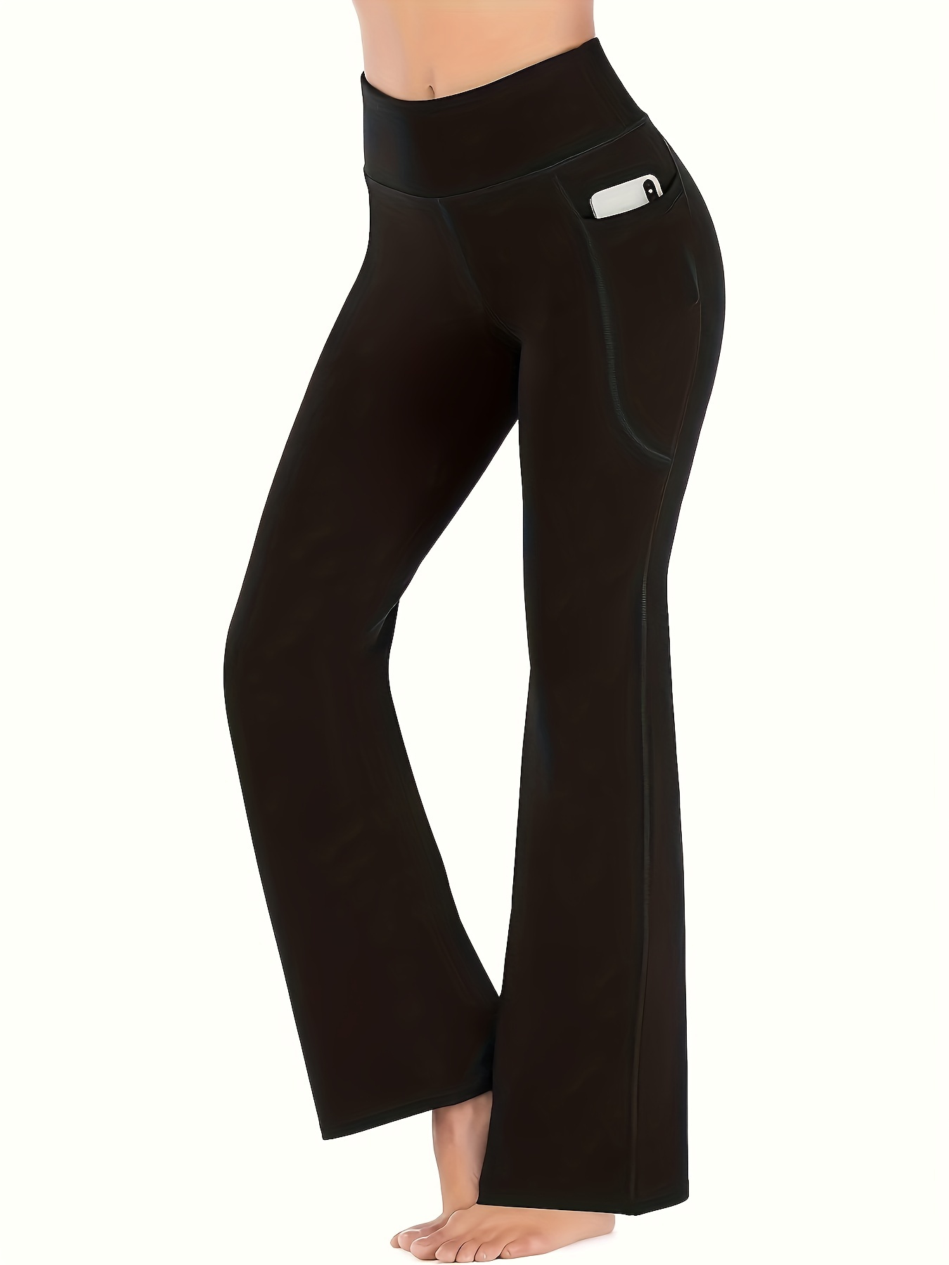 Women's Solid Color Bell Bottom Yoga Pants Loose Stretchy - Temu