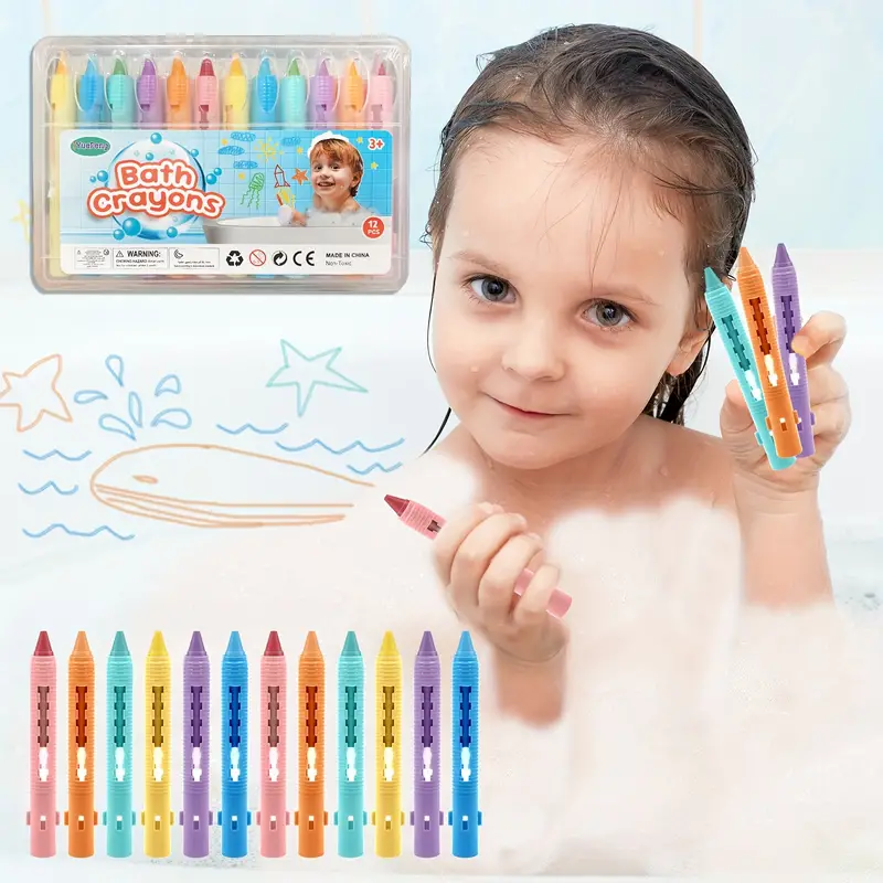 9pcs Bath Crayons Set Bathtub Crayons Washable Easy Clean Bathtime