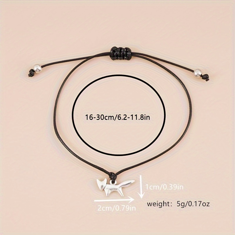 Dainty String Bracelet Fox Shape Pendant Simple Hand Jewelry
