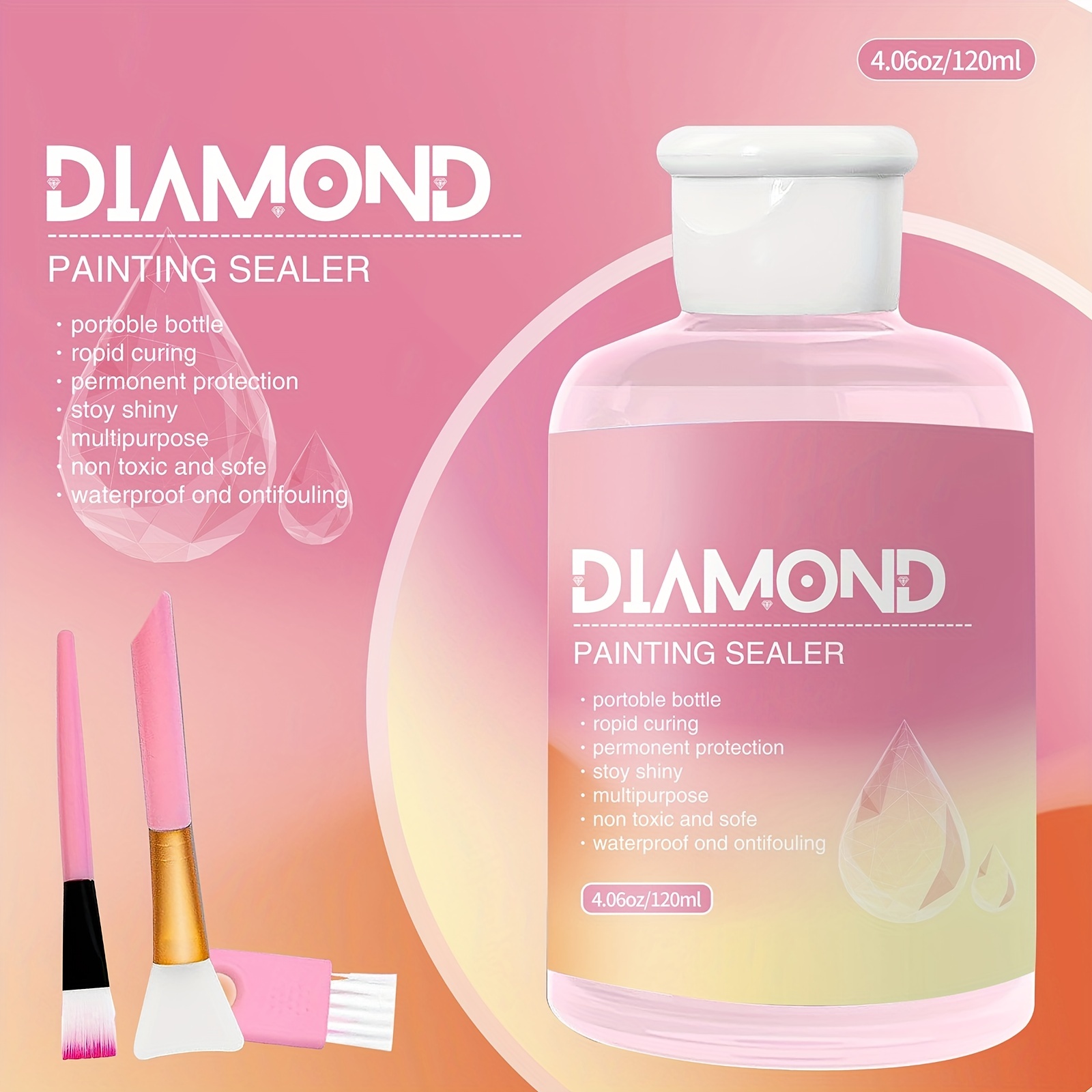 4 in 1 Diamond Painting Sealer Kits With Brushes Diamond Art - Temu
