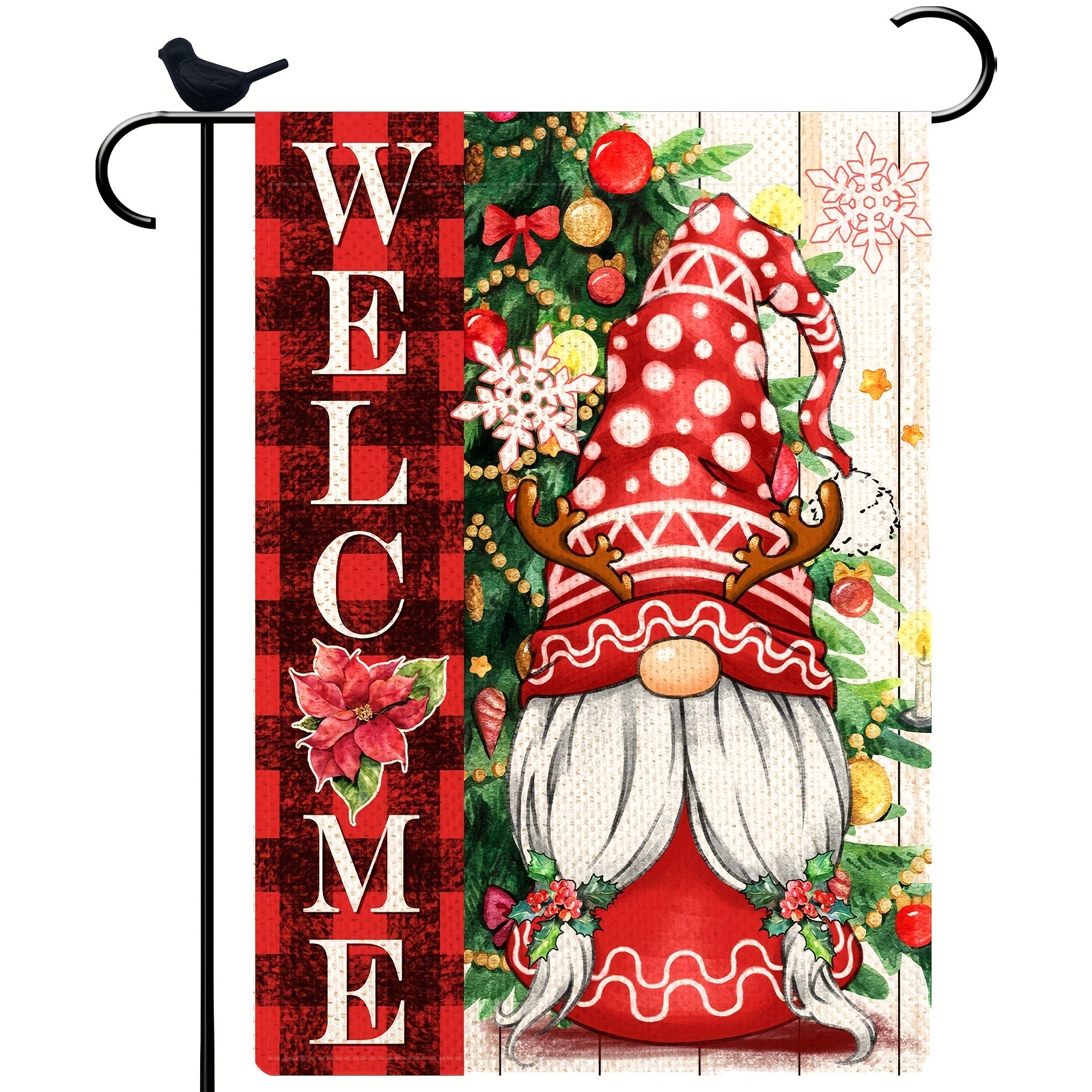 1pc Drapeau Jardin Gnome Noël Décorations Jardin D'hiver - Temu Belgium