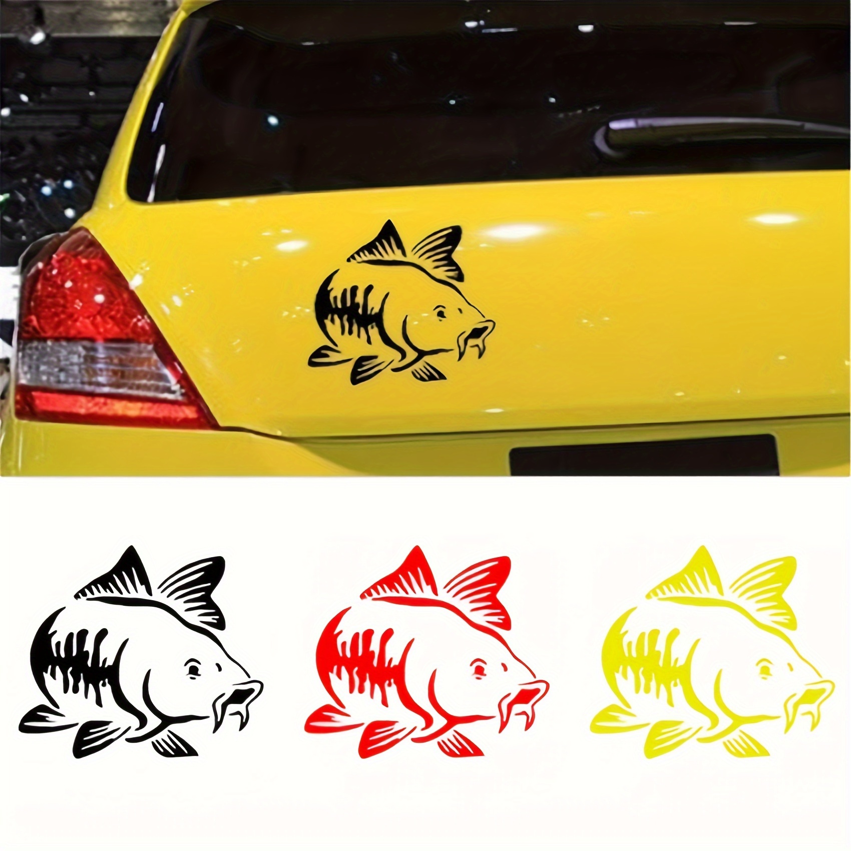 Solid Color Carp Pattern Car Sticker Fishing Sticker Lucky - Temu