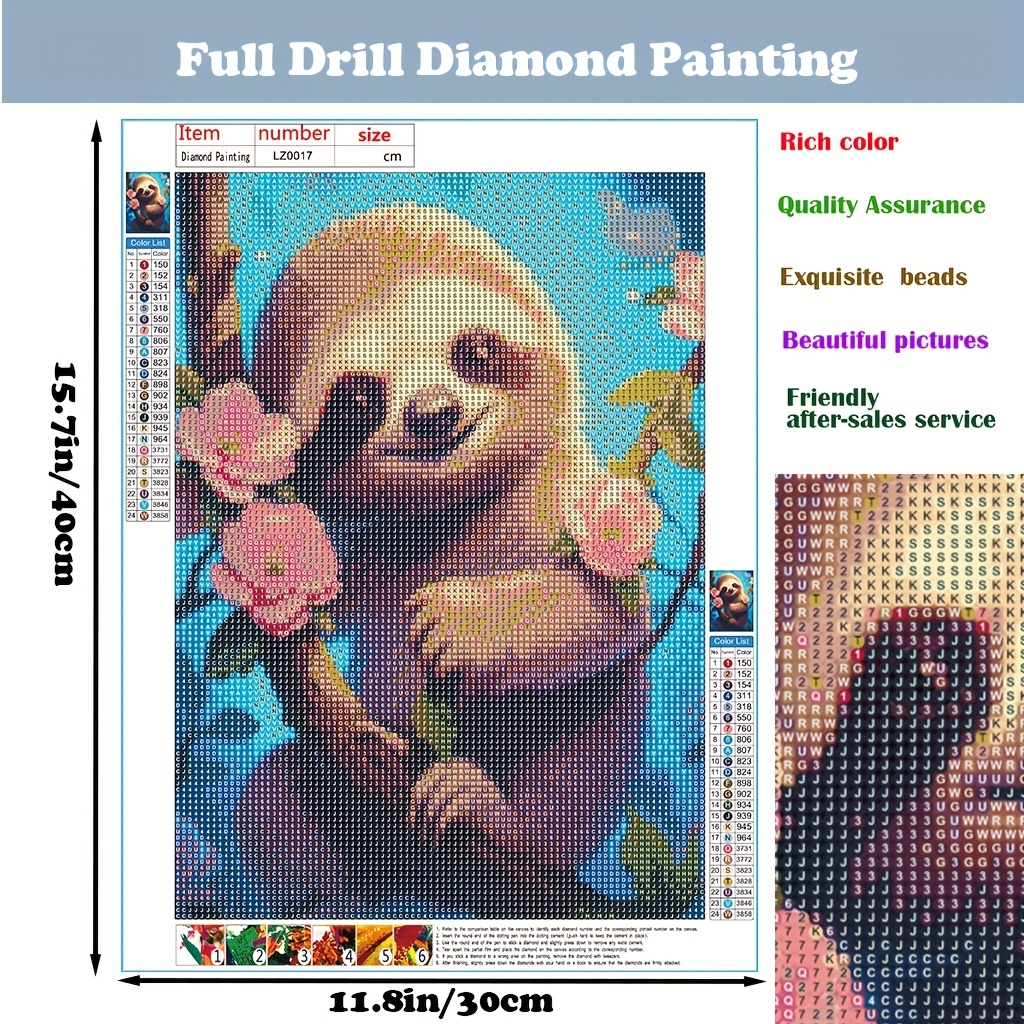 1pc Diamond Painting Tool Kit 30*40cm/11.8*15.7in DIY Handmade 5D Diamond  Painting Set Sloth Diamond Painting Full Diamond Art Embroidery Cross Stitch