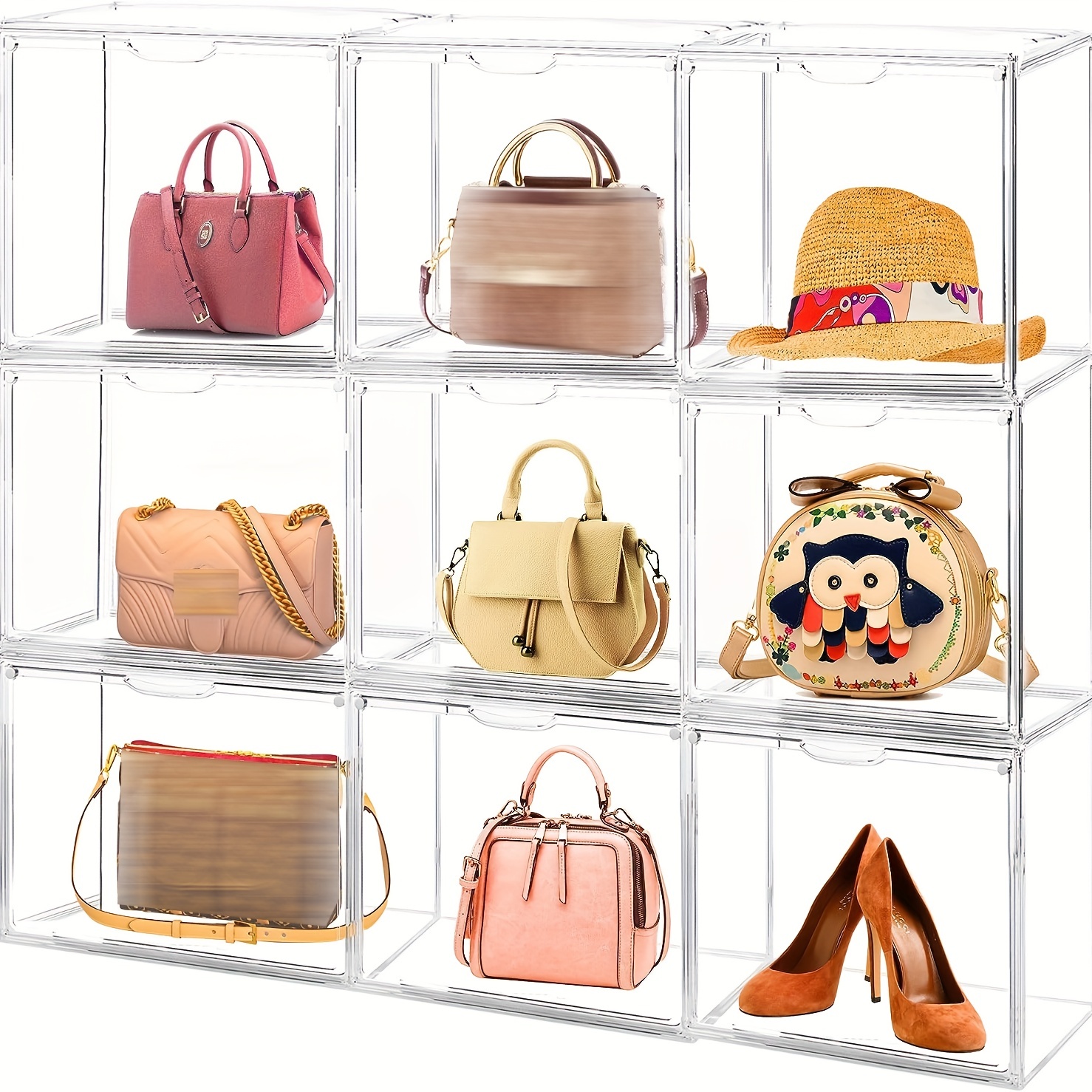 Clear Handbag Display Box Dustproof Shoes Storage Basket For - Temu