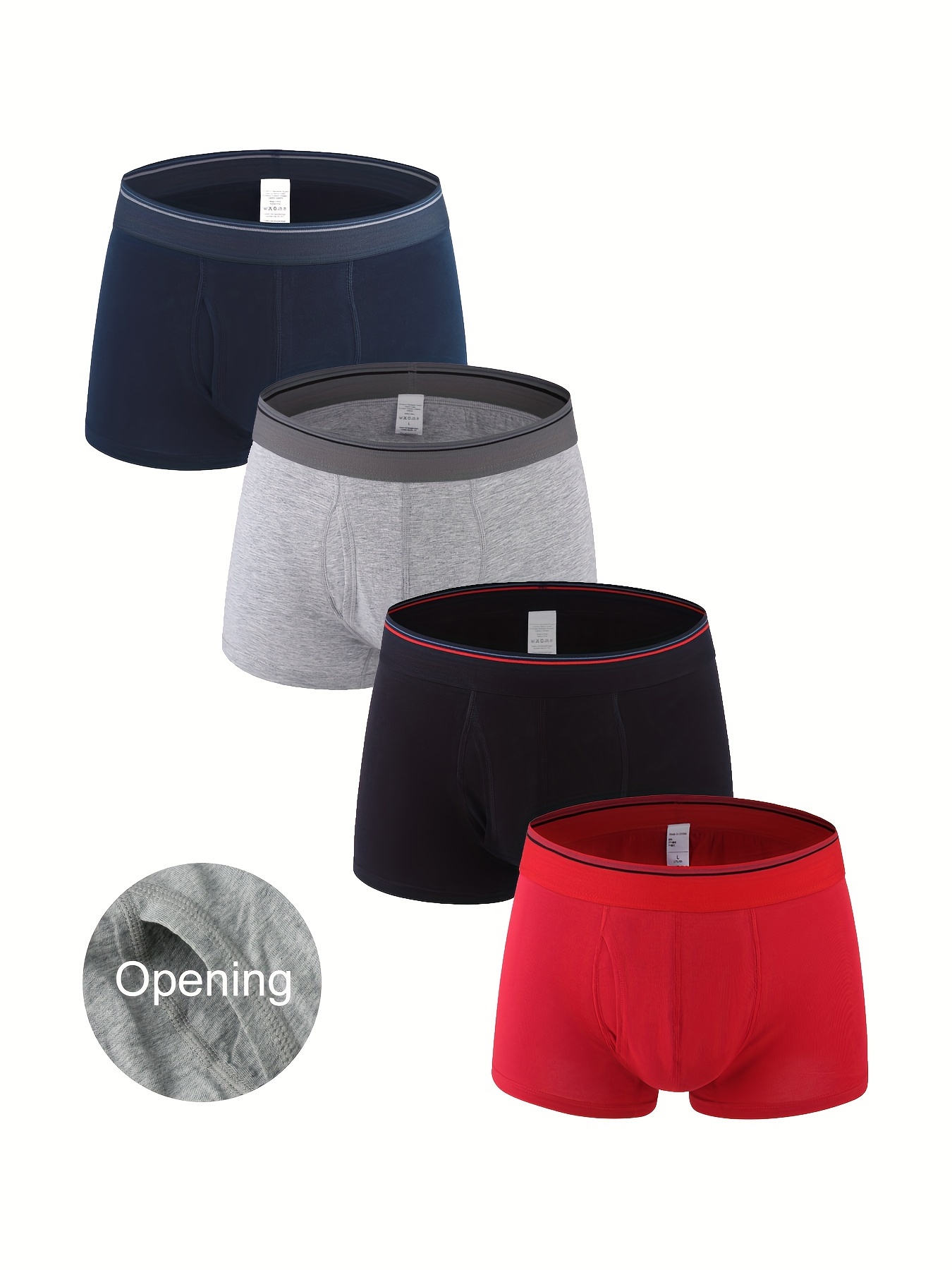 Men's Cotton Long Leg Boxer Briefs Men's Simple Solid Color - Temu