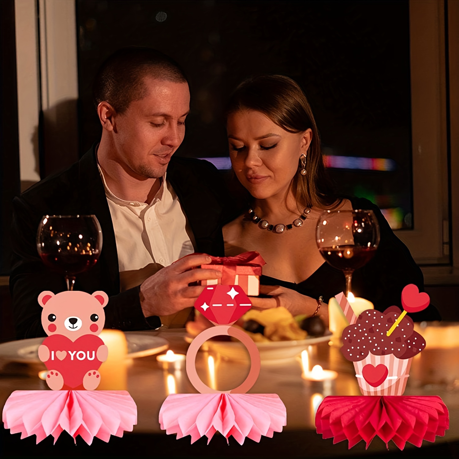 Valentines Day Decorations Honeycomb Centerpiece 3d - Temu