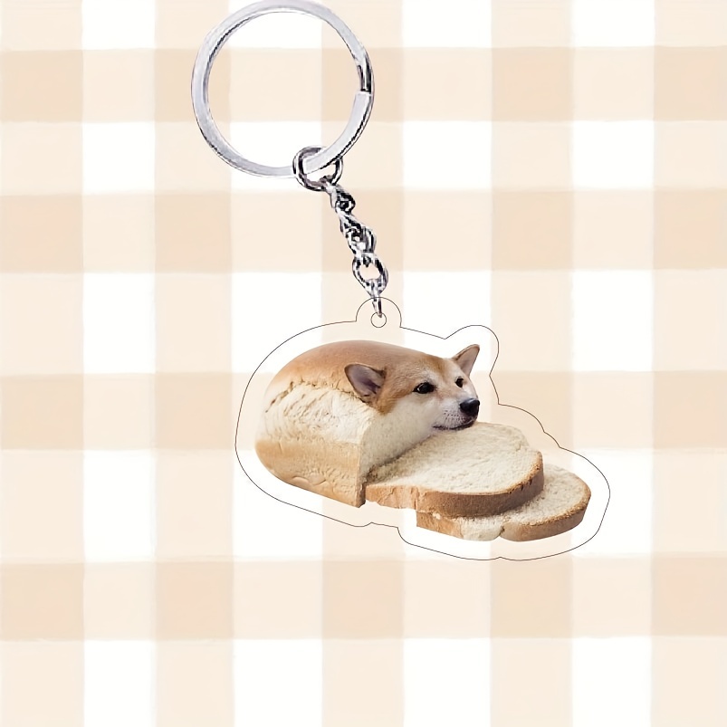 1pc Spoof Creative Cute Cheems Pet Keychain Funny Shiba Inu Confused Dog Pendant Car Car Fan Key Chain Small Gift,Bag Accessories,Temu