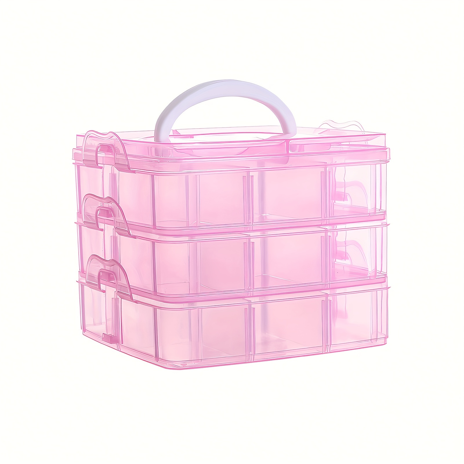 Bead Organizer and Storage Case with Assorted Beads for Jewelry Making  (Clear Pink)