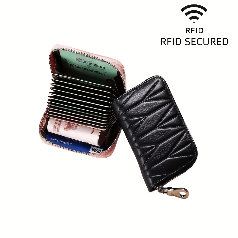 FurArt Credit Card Wallet, Zipper Cases Holder For Men Women, RFID Black