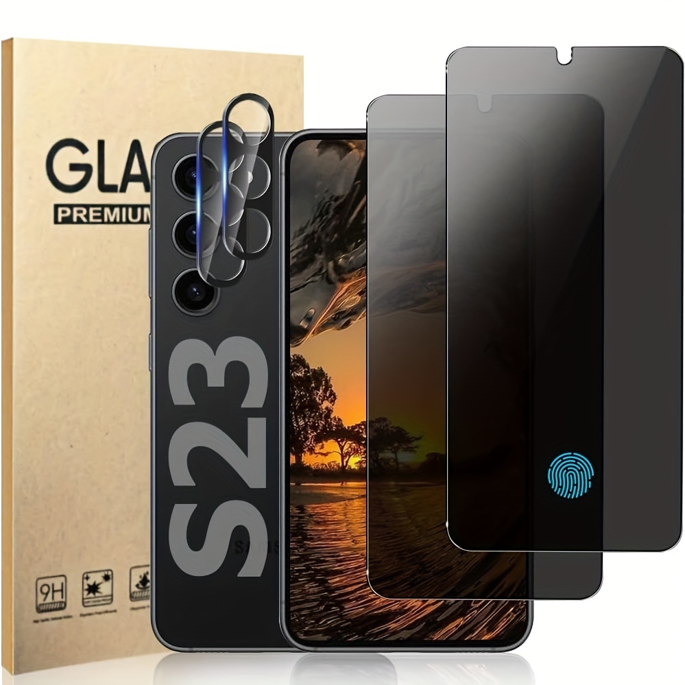 Paquete de 3 protectores de pantalla para Samsung Galaxy S23 Ultra, soporte  de desbloqueo de huellas dactilares, claridad HD, antiarañazos, película