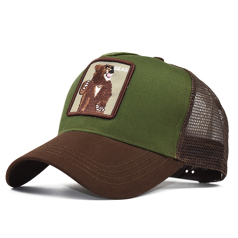 Animal Embroidered Baseball Cap Hip Hop Peaked Mesh Cap