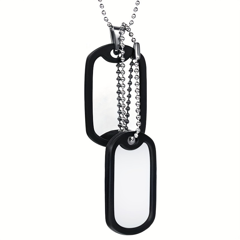 1pc Nightclub Street Hip-Hop Decorations Army Dog Tag Long Necklace Chain  Double Tag Sweater Chain GI Brand Stainless Steel For Men