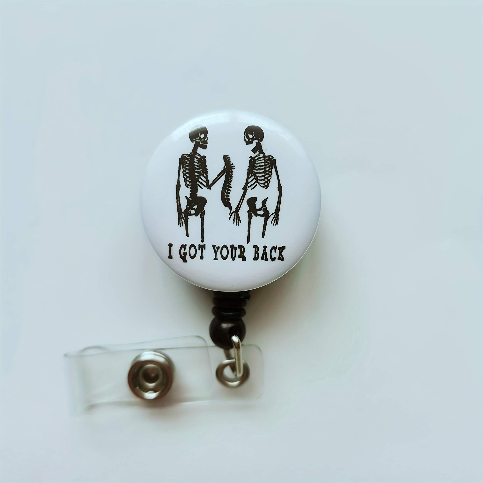 Retractable Badge Reel Clip Funny Gothic Ghost Skeleton Name