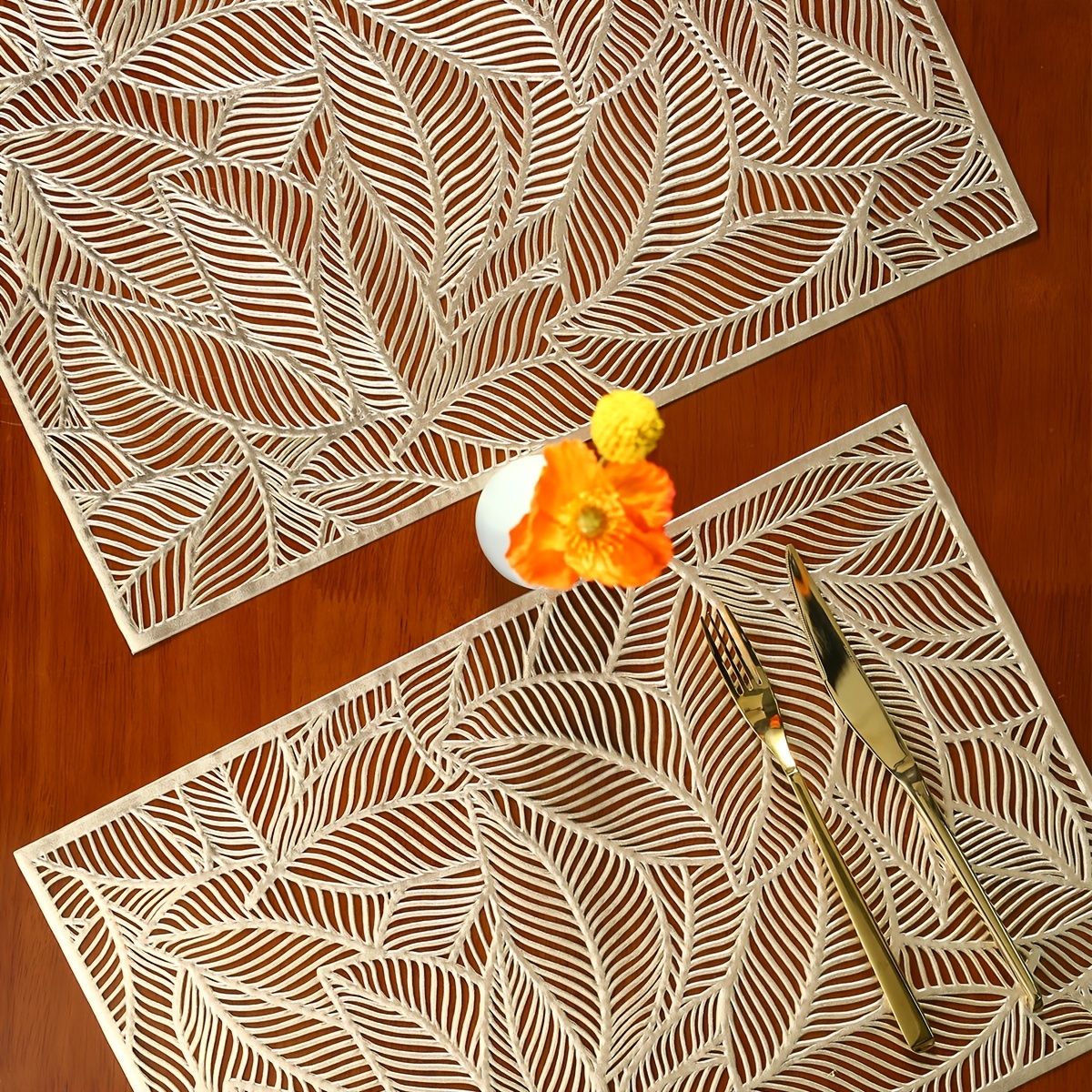 Round Plastic Placemat Leaf Shaped Pvc Dining Table Mat - Temu