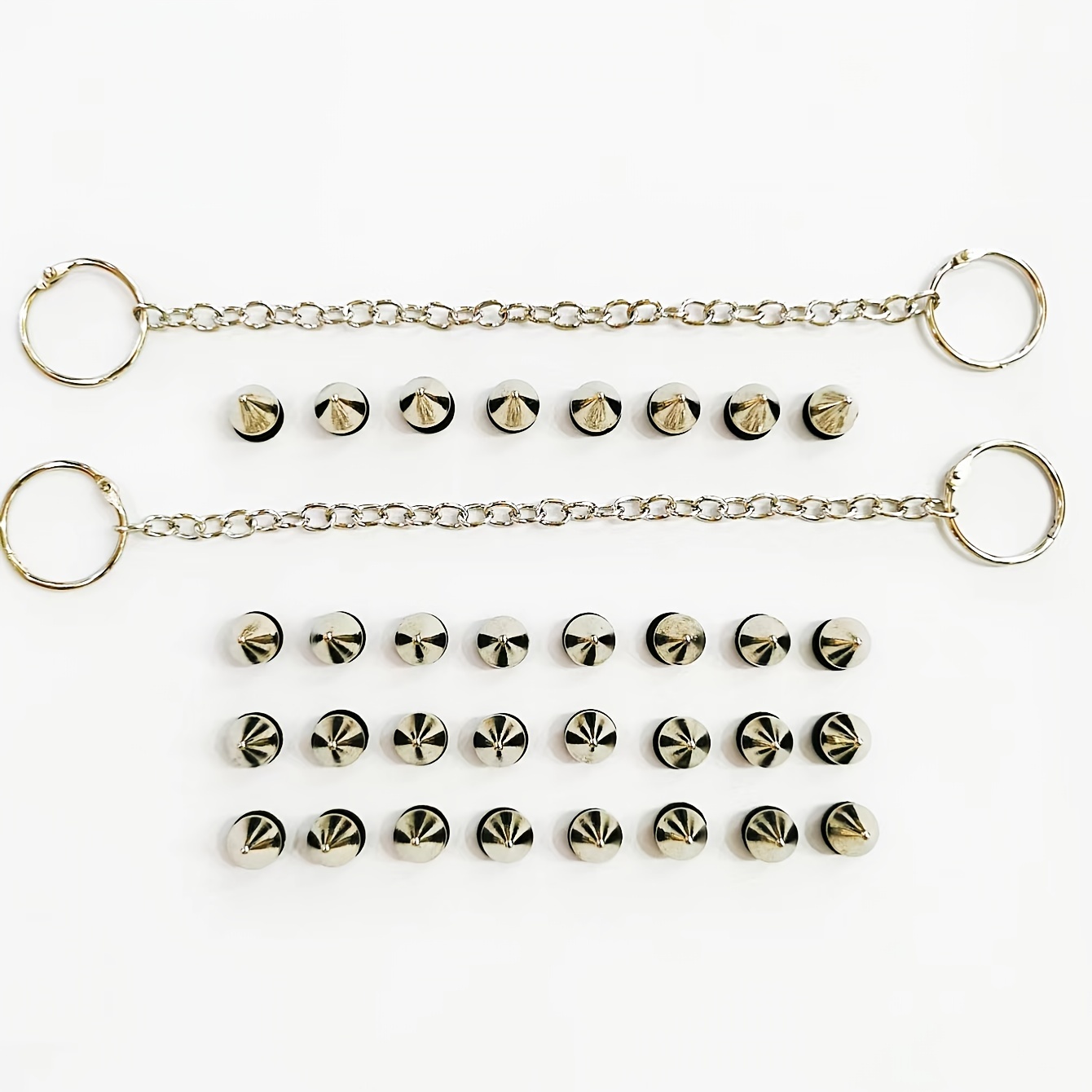 Summer Detachable Metal Rivet Diy Shoe Accessories Set - 34pcs Punk Style Chain Decorative Clips For Shoes