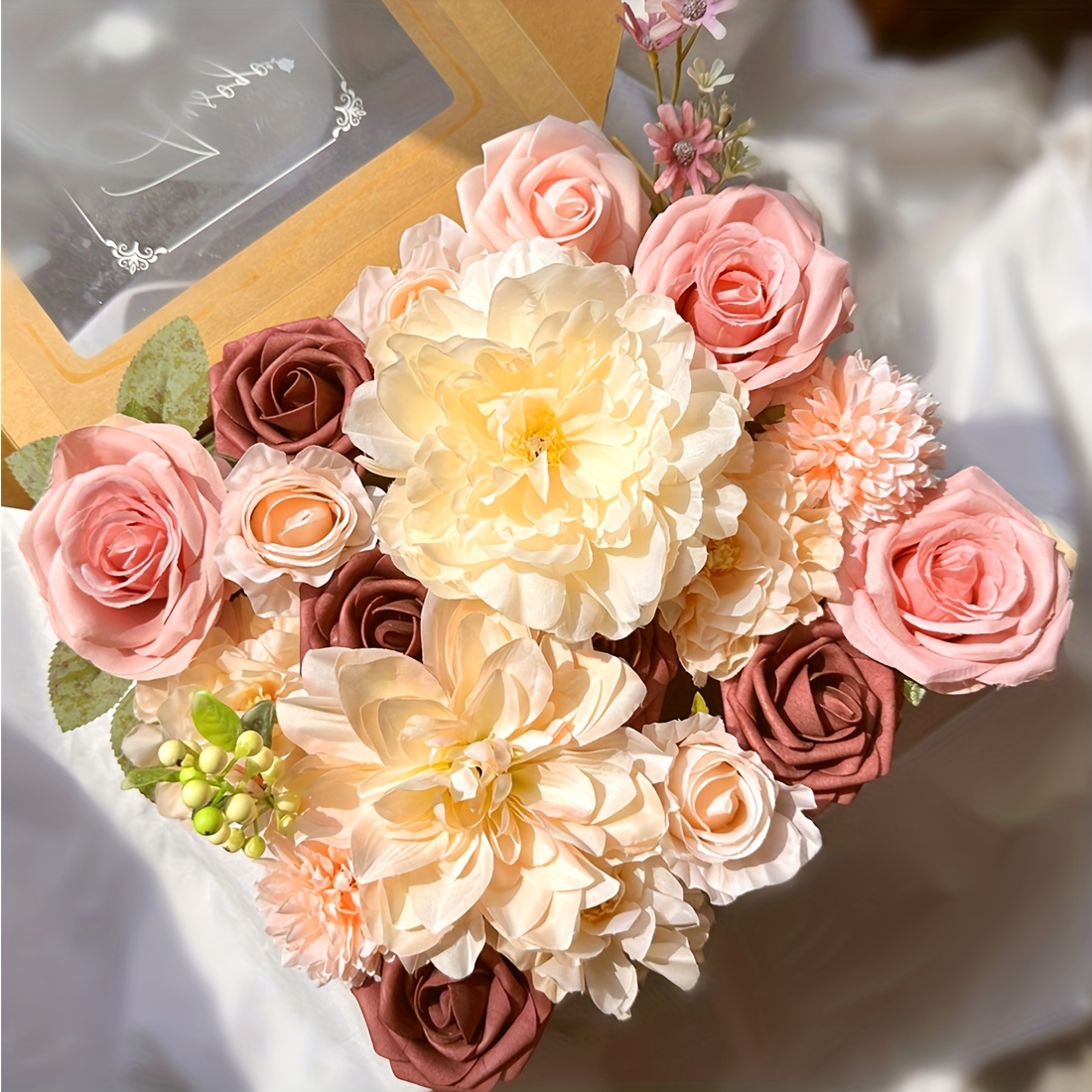 Artificial Flower Fake Peony Silk Flowers Rose Bouquet - Temu