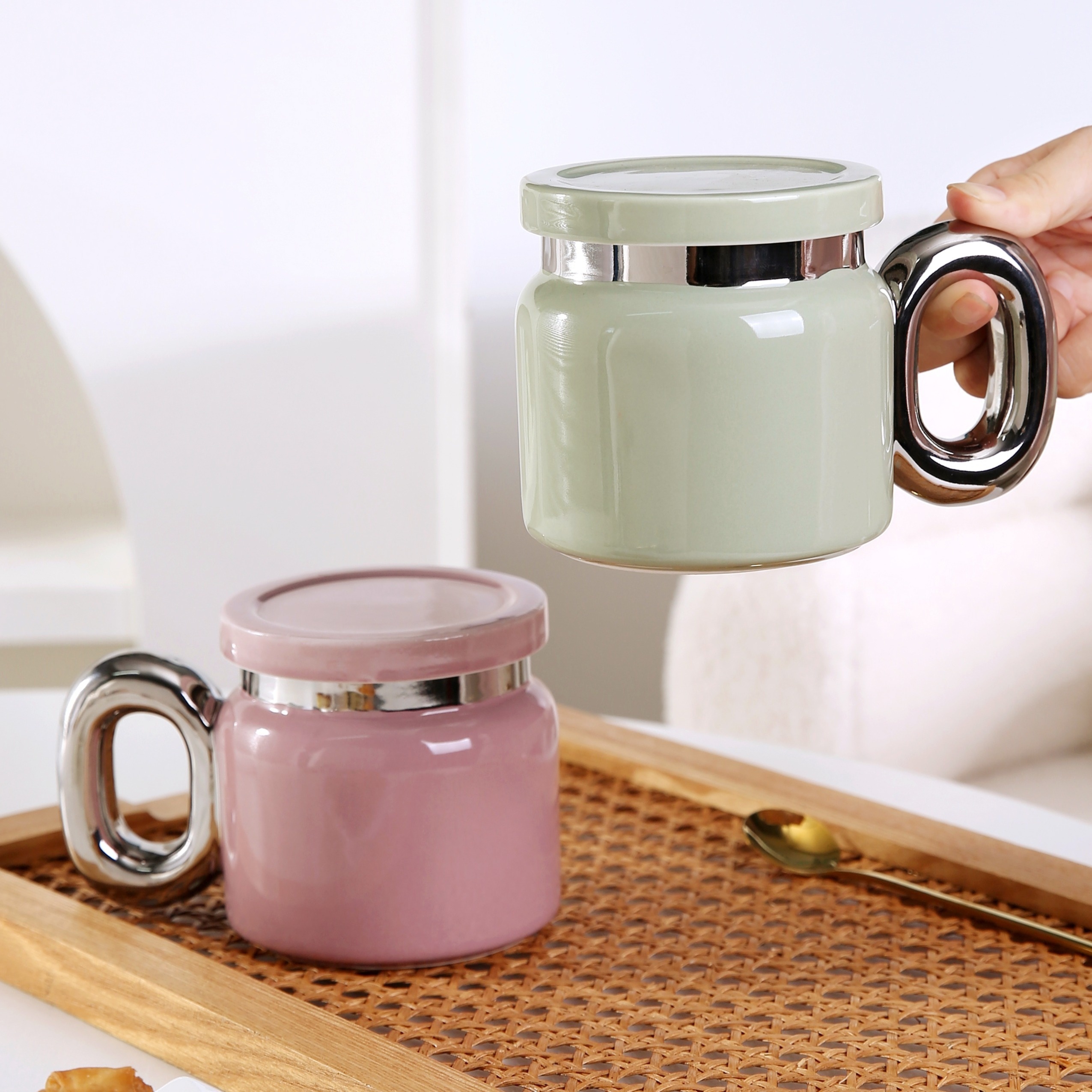 Tasse à thé en céramique avec infuseur et tasse à café lid 300ml