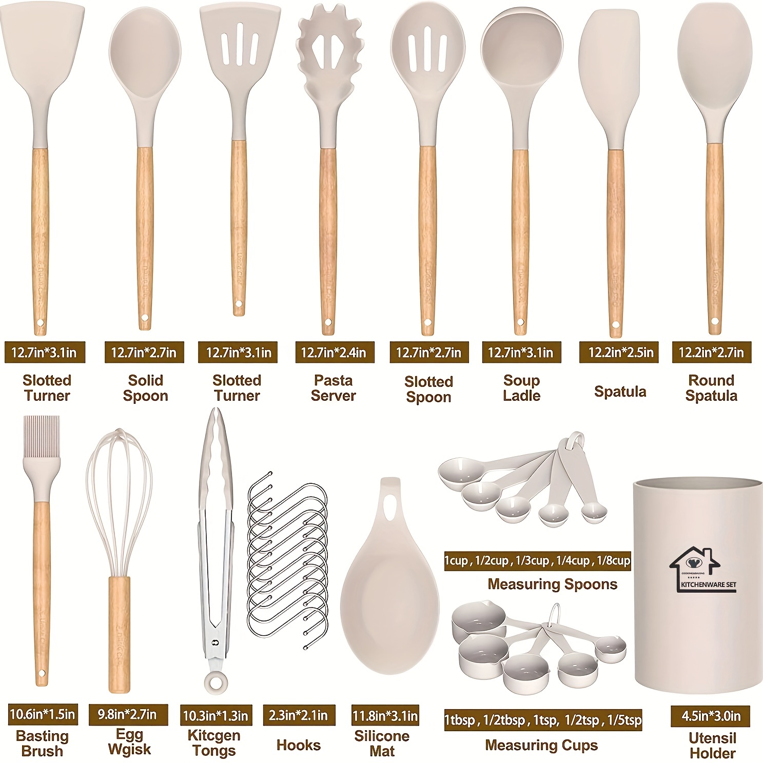 Set de 5 utensilios de cocina anti-rayaduras